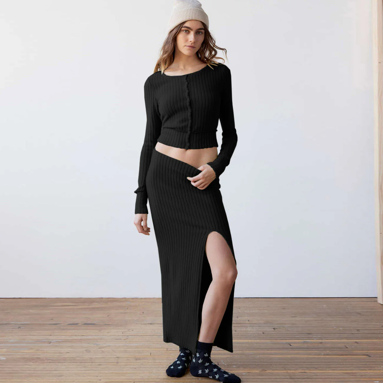 Damen Zwei-Teiler Set mit Rippstruktur und Schlitz WOLFF - Image 10